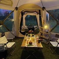 Tente de camping hexagonale 360 cm, en tissu Oxford 300D imperméable avec revêtement PU/PVC, grande tente de réception quatre saisons pour 8 à 11 personnes