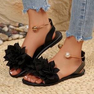 333 Nouveauté Été En Gros Grandes Sandales Plates à Perles pour Femmes, Modèle Mode Fleur, Commerce Extérieur - Product Image 6