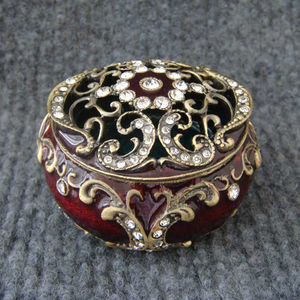 Phong Cách Đám Cưới Sáng Bóng Bạc Lòng Trắng Tay Tráng Men Và Jeweled Kim Loại Kẽm Hợp Kim Lưu Trữ Đồ Trang Sức Hộp Nữ Trang - Product Image 3