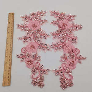 Aplique de diamantes de imitación de cuentas francesas rosas, aplique de lujo, aplique de vidrio brillante para traje de baile - Product Image 1