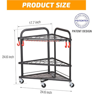 <b>Garden</b> tool organizer with wheels and <b>hooks</b>; tool storage rack suitable for <b>garden</b> tool sheds and garages. - Product Image 2