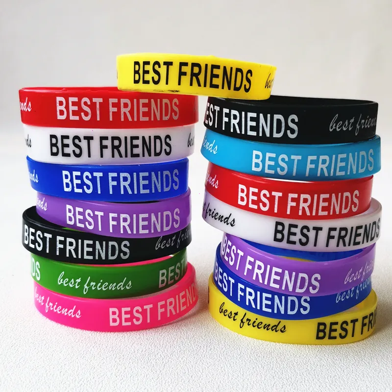 Оптовая продажа, браслеты на запястье для лучшего друга, светящиеся резиновые силиконовые браслеты дружбы