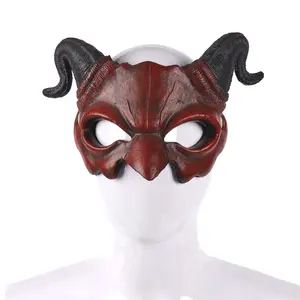 Costume Cosplay di Halloween mezza faccia maschera Costume festa di carnevale oggetti di scena in schiuma corna maschera diavolo