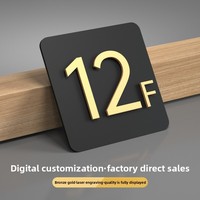 Plaque de porte numérique personnalisée en acrylique haut de gamme pour numéro de étage/unité de bâtiment, type adhésif