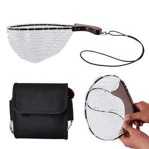 47cm 146g Portable Floating Fish Landing <strong>Net</strong> <strong>Foldable</strong> Fishing Landing <strong>Net</strong> Folding Wood Silicone <strong>Net</strong> with Storage Bag New Arrival - Product Image 1