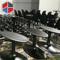 Pieds de table tulipe ovale en fibre de verre noir mat pour meubles de table à manger