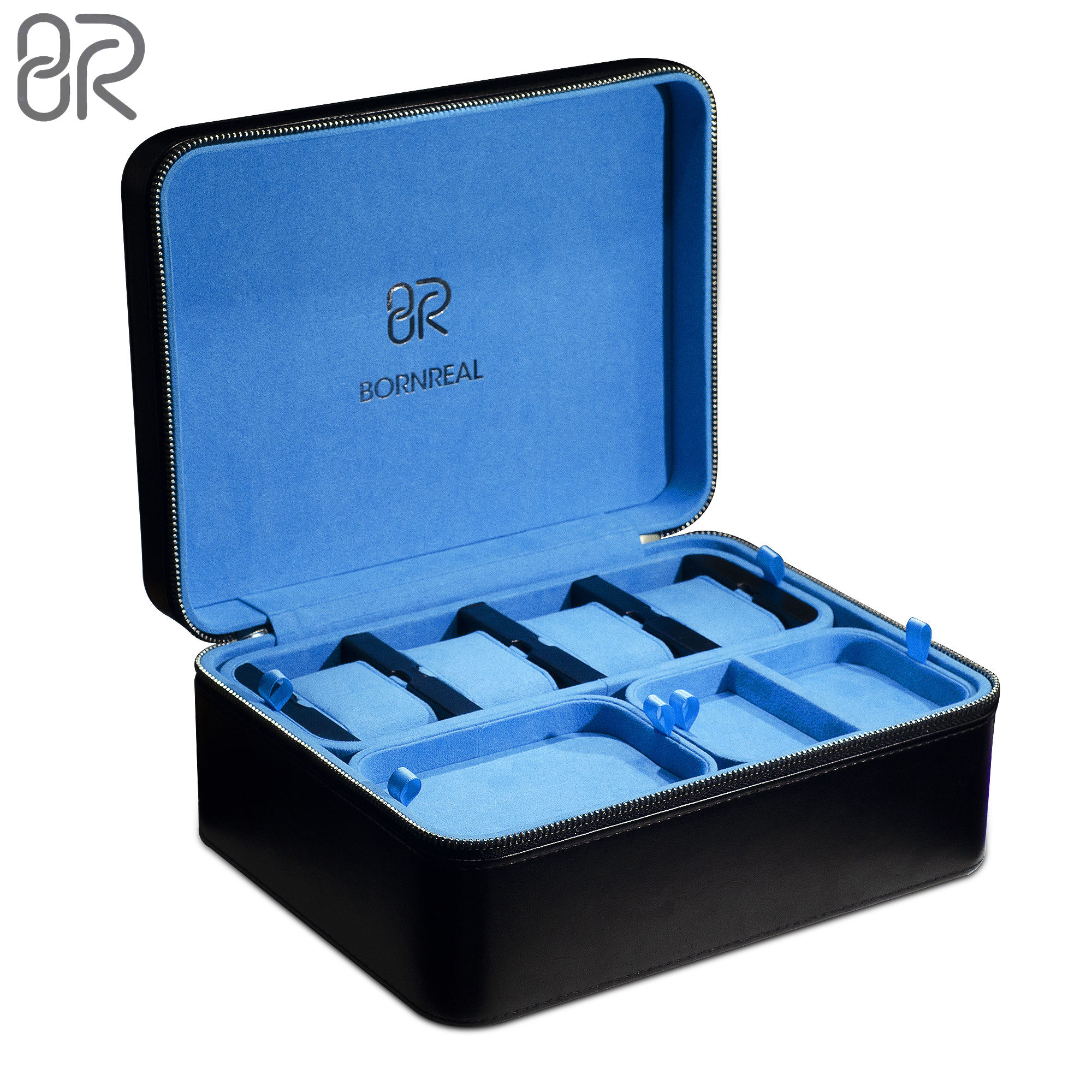 Caja de joyería de cuero real