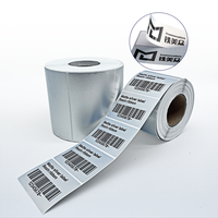 Étiquettes autocollantes en PET/PVC argentées mates imperméables, étiquettes d'impression de codes-barres, transfert thermique, étiquette brillante en polyester