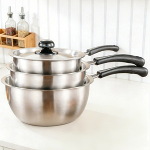 Olla para leche de acero inoxidable, con un solo mango, antiadherente, plateada, engrosada, para cocinar fideos, comida para bebés, sopa transparente - Product Image 3