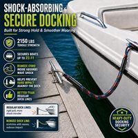 Corde élastique de quai pour bateau, 4 pieds, avec clip en acier inoxydable