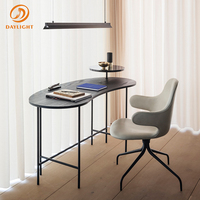 Table de bureau polyvalente pour rangement intérieur avec base en métal noir, design unique pour le bureau et la chambre à coucher