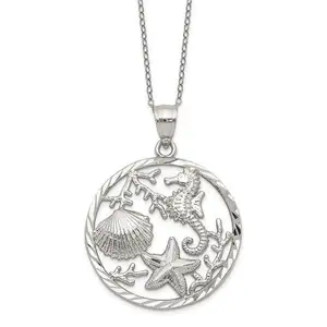 Đại Dương Cá Ngựa đồng bằng tối giản Vòng cổ sterling bạc 925 hợp thời trang vòng cổ 2023 vòng cổ của biển trong bạc