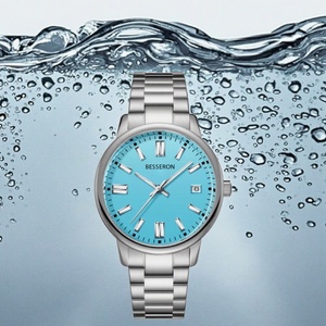 For Besseron <b>Men's</b> 42mm Stainless Steel Quartz Chronograph <b>Watch</b> Business Style Waterproof Luxury Leather Silicone Strap Fashion - Product Image 2