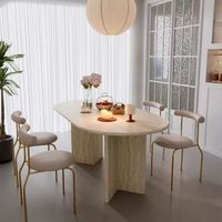 Table à manger moderne simple et luxueuse, table ovale en marbre pour villa