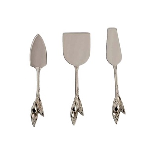 Ensemble de couteaux à fromage en acier inoxydable, manche en forme de feuille, ensemble de couteaux à fromage plaqué argent et or, gadgets - Product Image 1
