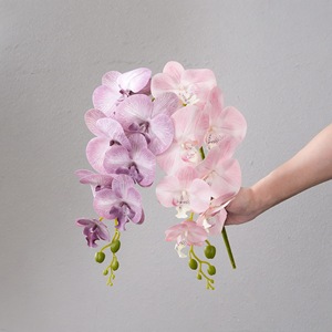 Orquídea Phalaenopsis Artificial May Breeze, Flor Artificial Blanca, Morada y Rosa, Decoración para Bodas y Hogar, Rama Individual de PVC y Goma Suave - Product Image 2