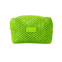 Mini sac en maille nid d'abeille personnalisé avec étiquette, pochette cosmétique en maille noire, porte-monnaie avec étiquette