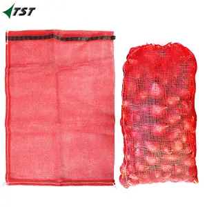 Reusable Leno Mesh Bags with Drawstring Packaging Vegetable and Fruits for German and the Northern Europe markets 55*90
