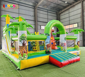Château Gonflable Extérieur Commercial en PVC à Prix Réduit, Modèle Safari Compact avec Toboggan Combiné pour Enfants - Product Image 2