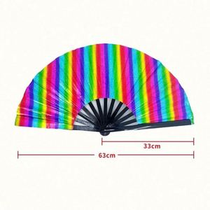 พัดมือพับได้ขนาดใหญ่สะท้อนแสงสำหรับงานเทศกาล พัดพลาสติกพกพาพร้อมเอฟเฟกต์กลิตเตอร์สำหรับงานเรฟ - Product Image 6