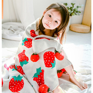 Couverture tricotée avec <span class=keywords><strong>pompon</strong></span> 100% coton pour bébé nouveau-né ins nordique fraise - Product Image 3
