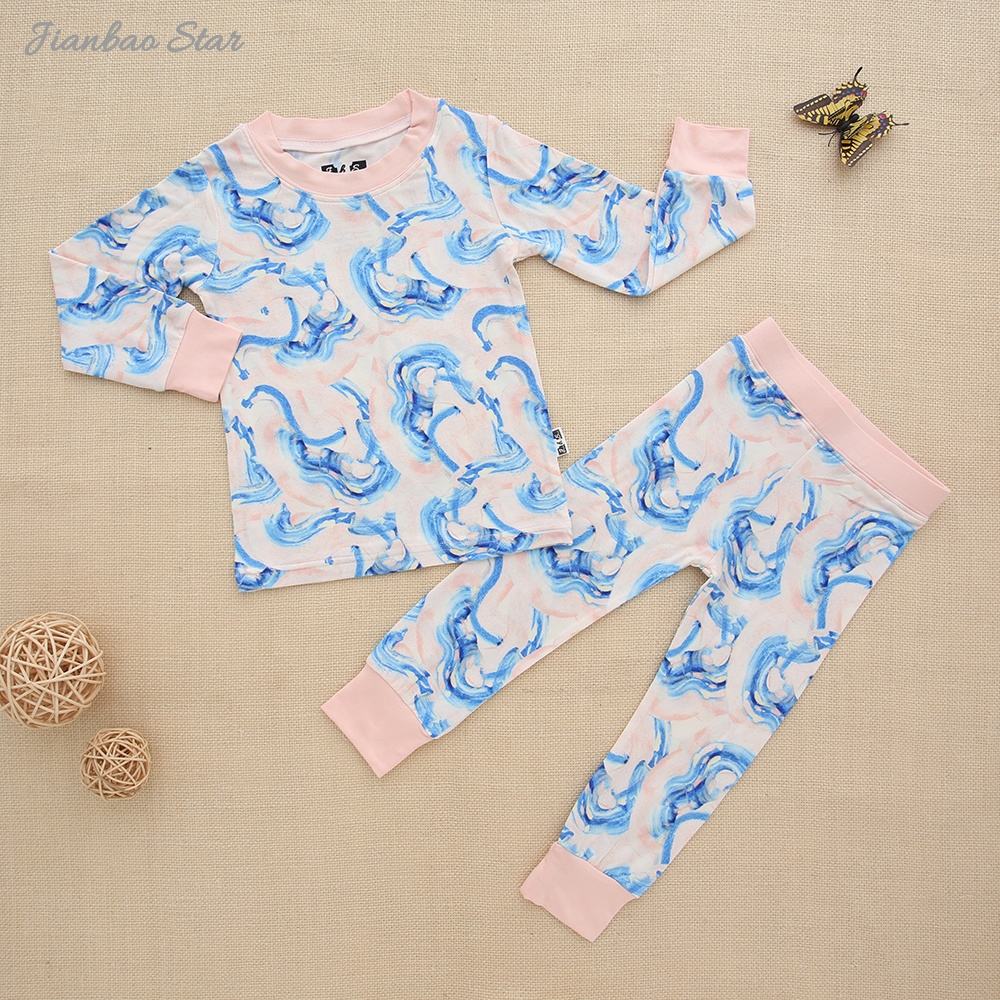 New Hot Sale Soft 2pc Baby Set Clothes Wholesale Long Sleeve Breathable Boys Girls Pajamas Customize Printing Baby Clothing Set 