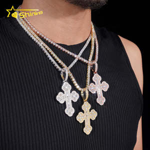 Ciondolo Tennis Personalizzato in Argento Sterling 925 con Moissanite VVS, Gioielli Hip Hop Iced Out, Ciondolo a Croce alla Moda - Product Image 4