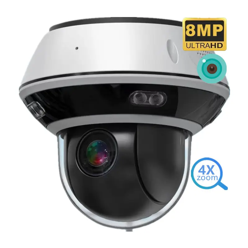 프로 4K 8MP 5MP PTZ PoE IP IR 50m 비디오 CCTV 보안 돔 4X 광학 줌 감시 야외 방수 IP66 카메라