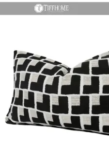 Travesseiros bordados de luxo decorativos Tiffany Home 30x50 cm preto e branco para decoração de casa