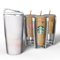 16Oz a 30OZ nuevo personalizado taza de café de acero inoxidable aislante puede enfriador termo diferentes marcas de café portavasos de plástico bajo MOQ