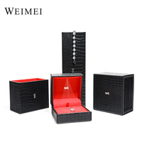 Grande boîte à bijoux en peau de crocodile en cuir véritable offre spéciale emballage de bijoux légers boîte d'emballage personnalisée pour bagues ou pendentifs avec logo