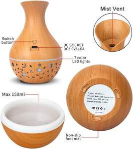 Wholesale 7 Color Changing Aroma Essential <b>Oil</b> <b>Diffuser</b> Ultrasonic Air Humidifier Wood Grain LED Lights Aroma <b>Diffuser</b> for Home - Product Image 3