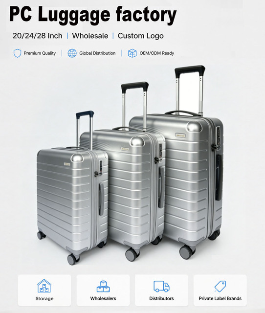 Factory Directly PC Suitcase Custom Color Zipper Wheel Hard Shell Travel Luggage