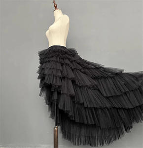 Soldes Chaudes <span class=keywords><strong>Jupe</strong></span> Longue <span class=keywords><strong>Femme</strong></span> Taille Haute Étages Couleur Unie Tulle Gâteau pour Mariage Soirée Club - Product Image 3