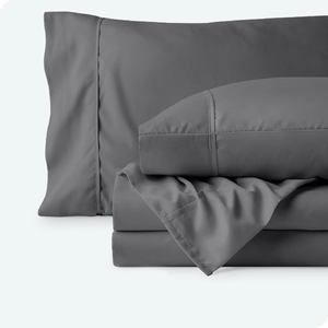 Ánh sáng màu xám sang trọng siêu mềm microfiber 4 Mảnh gối Nữ hoàng tấm ga trải giường thiết lập dễ dàng phù hợp với túi sâu với tính năng làm mát khách sạn - Product Image 4