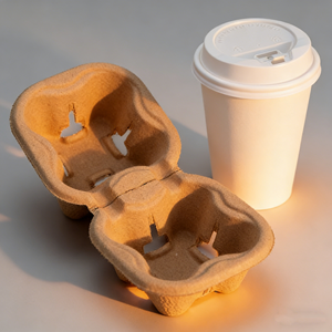 재활용 가능한 테이크아웃 2 4컵 캐리어 일회용 클립온 유틸리티 커피 음료 컵 종이 펄프 섬유 홀더 트레이 8-32온스용 - Product Image 6