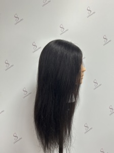 Cabeza de Maniquí de Cabello Humano <span class=keywords><strong>Real</strong></span> Negro de 16 Pulgadas - Se Puede Lavar, Decolorar, Teñir y Peinar para Practicar Todas las Habilidades de Peluquería - Product Image 2