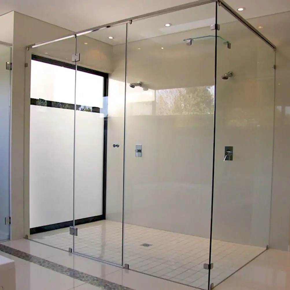 पारदर्शी उच्च-अंत टेम्पर्ड स्पष्ट ग्लास डबल स्लाइडिंग शॉवर रूम 304 स्टेनलेस स्टील बाथरूम शॉवर रूम