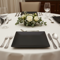 Assiettes à pizza en mélamine de haute qualité pour servir les aliments en cuisine, assiette noire mate, mariage, restaurant, dîner, table d'appoint, hôtel