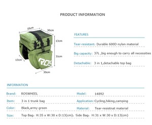 3合1山路自行车架双面后尾座椅Pannier Pack行李箱自行车行李箱包骑行托架 - Product Image 3