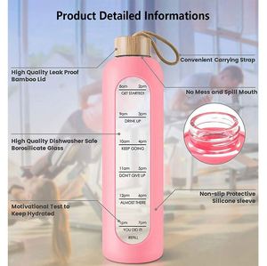 Bouteille d'eau en verre de haute qualité, écologique, portable, avec couvercle en silicone, durable, personnalisable - Product Image 5