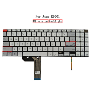 คีย์บอร์ดแล็ปท็อปแบล็คไลท์สำหรับ Asus <span class=keywords><strong>VivoBook</strong></span> <span class=keywords><strong>Pro</strong></span> <span class=keywords><strong>15X</strong></span> โอแอลอีดี <span class=keywords><strong>K6501</strong></span> K6501ZM คีย์บอร์ด0KNB0-580GUS00สีเทาใหม่ - Product Image 1