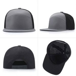 Wholesale Oem Custom High Quality 7 Panel <b>Flat</b> Bill PVC Patch Logo Sport Snapback Cap Waterproof Laser Cut Hole Perforated <b>Hat</b> - Product Image 6