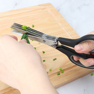 5 Layer Stainless Steel Scissors Multi Functional For Slicing Scallions Herbs Vegetables Paper Shredder Kitchen Use - Product Image 2