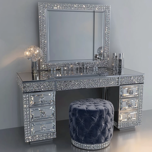 Moderno Espejo de Maquillaje de Escritorio Grande Blanco con Luces, Tocador de Madera para Dormitorio o Sala de Estar - Product Image 3