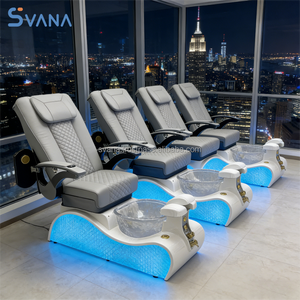 Fauteuil de pédicure électrique de luxe moderne et réglable rose pour salon de beauté, avec massage du dos et spa pour les pieds, LED 7 couleurs - Product Image 4