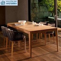 Ensemble table et chaises longues en teck anti-corrosion, design nordique, mobile, pour villa, hôtel, terrasse, jardin, balcon, loisirs, en rotin
