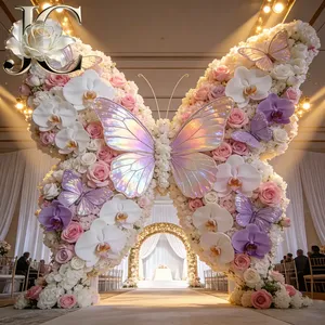 Panneau mural <span class=keywords><strong>de</strong></span> fleurs artificielles en <span class=keywords><strong>rose</strong></span> dégradée fait main JC pour mariage, fête des mères, événement - Product Image 1