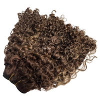 Extensions de cheveux humains à tisser, Remy, bouclés crépus, brun foncé, style balayage, double trame, cuticules alignées, cambodgiens