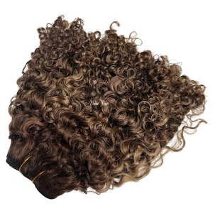 Estensioni per <span class=keywords><strong>capelli</strong></span> umani ricci profondi castano Balayage, a doppia trama, con cuticole allineate, <span class=keywords><strong>capelli</strong></span> Remy cambogiani castano scuro, ricci afro. - Product Image 1